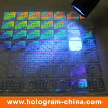 Etiqueta engomada del holograma fluorescente invisible de la Anti-Falsificación